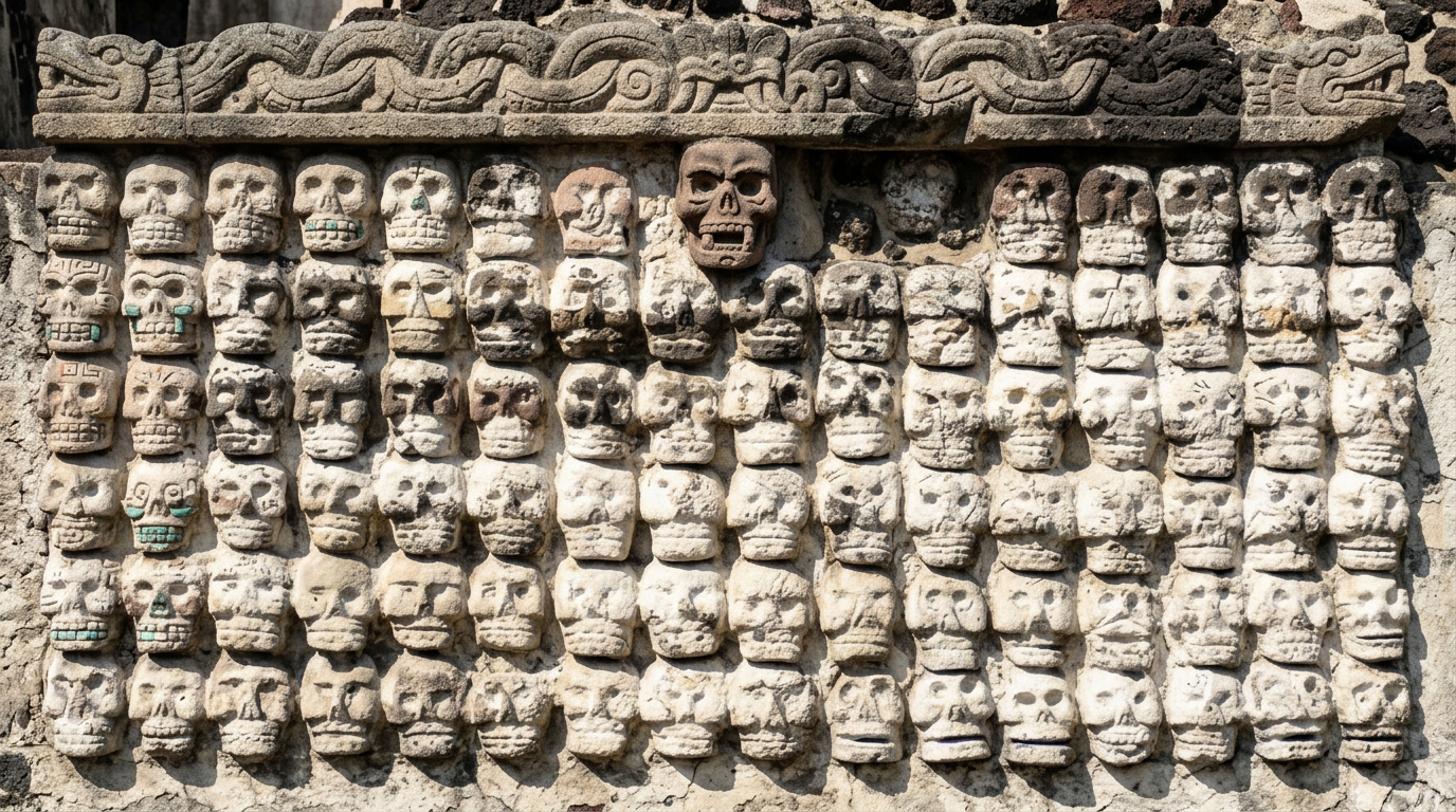 L'inquietante segreto extraterrestre dietro il Muro dei Teschi azteco.