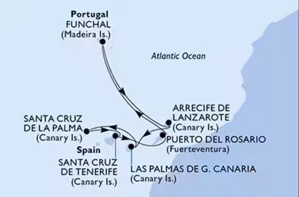 Msc Fantasia Itinerario
